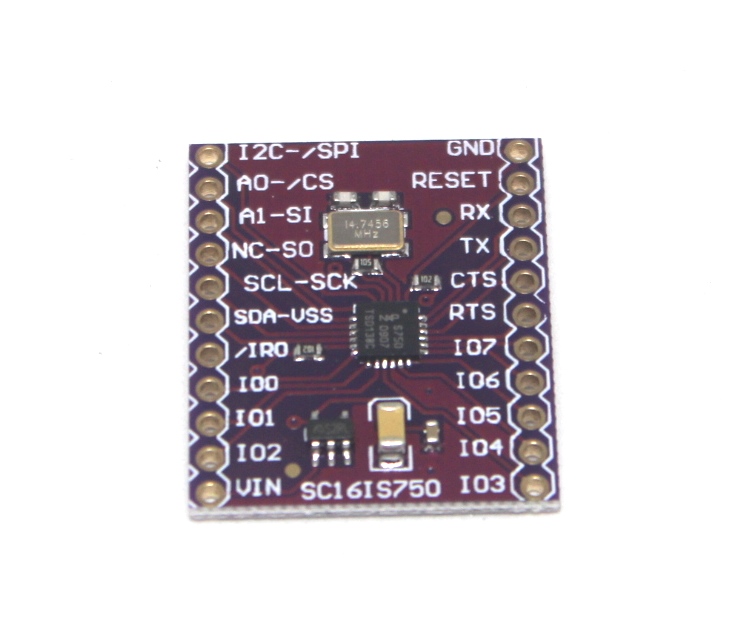 MCU-750 sc16IS750 single UART with I2C bus/SPI interface